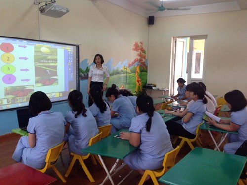 Giáo viên trường MN Phúc Đồng tích cực tham gia các nhóm tự học về ứng dụng phần mềm Activlnspire trong công tác dạy học.